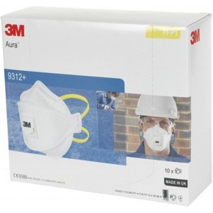 [3M 原廠獨立包裝] 3M™ Aura™ FFP1 拋棄式帶呼氣閥口罩 9312+ (1盒10個) 附送2個口罩用透明膠袋